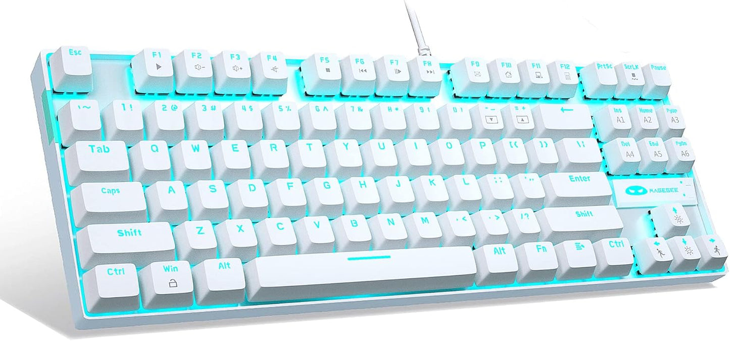 Compact 87-Key MageGee Gaming Keyboard - Ice Blue Backlit!