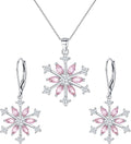Snowflake Jewelry Set Sterling Silver Necklace and Earrings - Winter