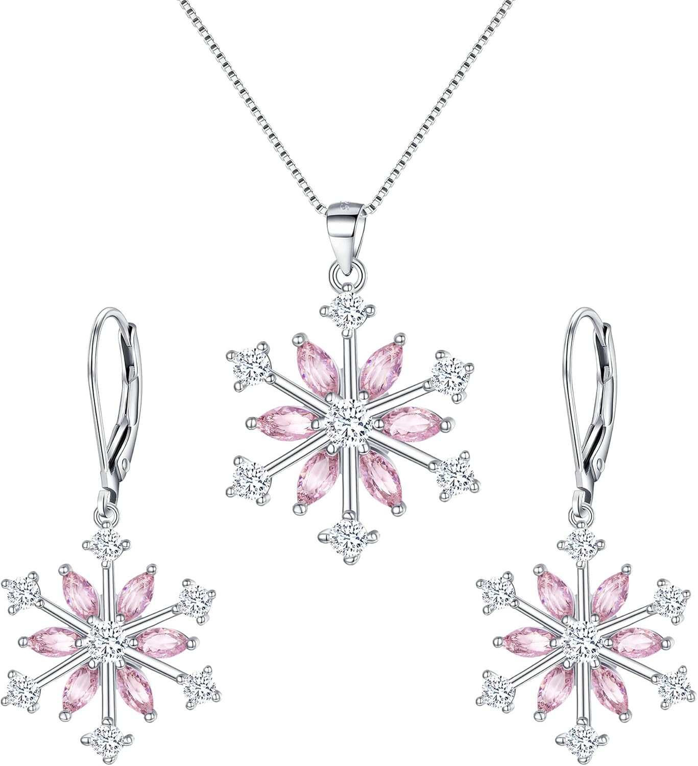 Elegant Snowflake Jewelry Set in Sterling Silver with Zircon