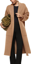 Womens Long Sleeve Maxi Cardigan Open Front Oversized (Style XQQC)