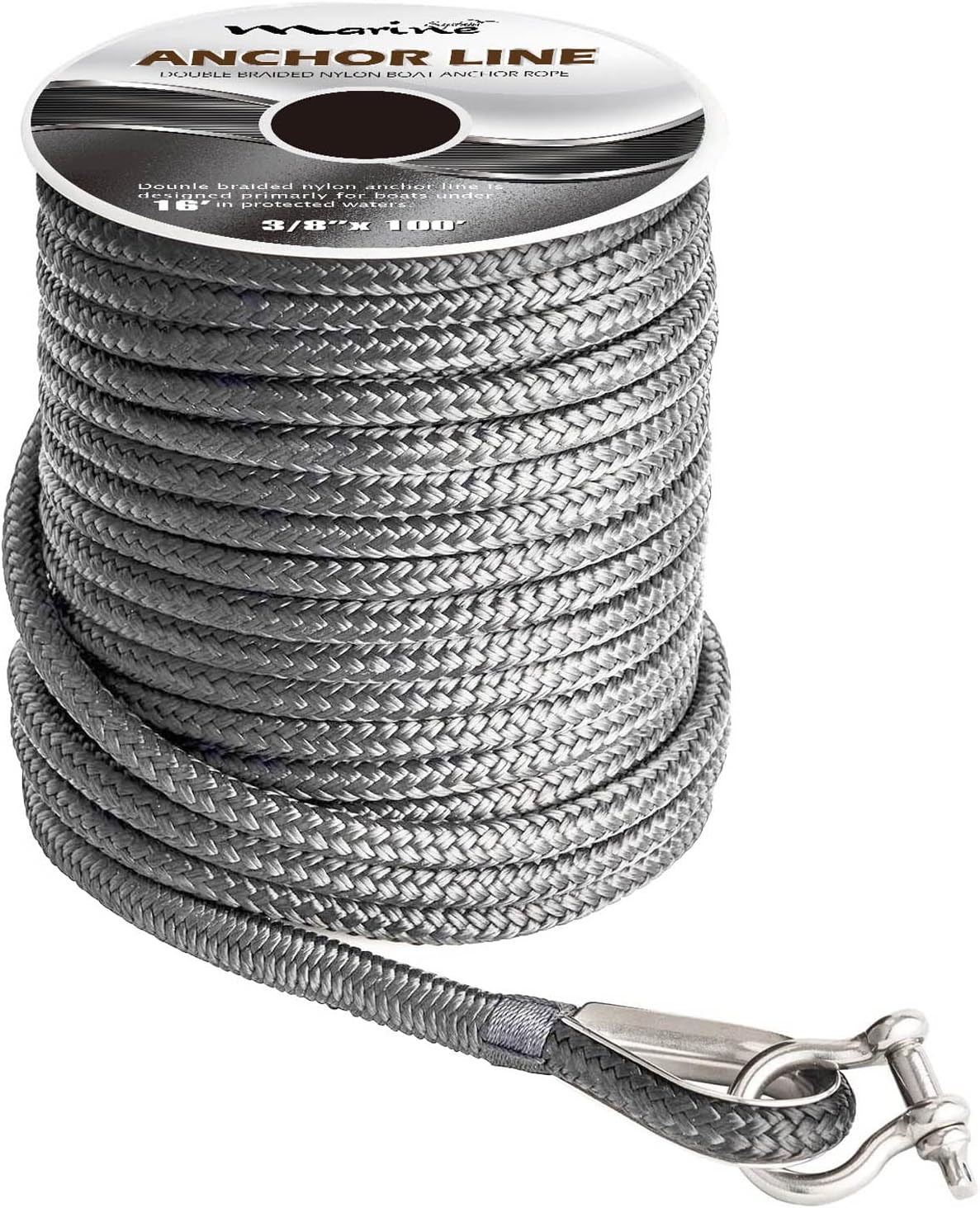 3/8 Inch Double Braided Nylon Anchor Line for Boats Up to 27ft