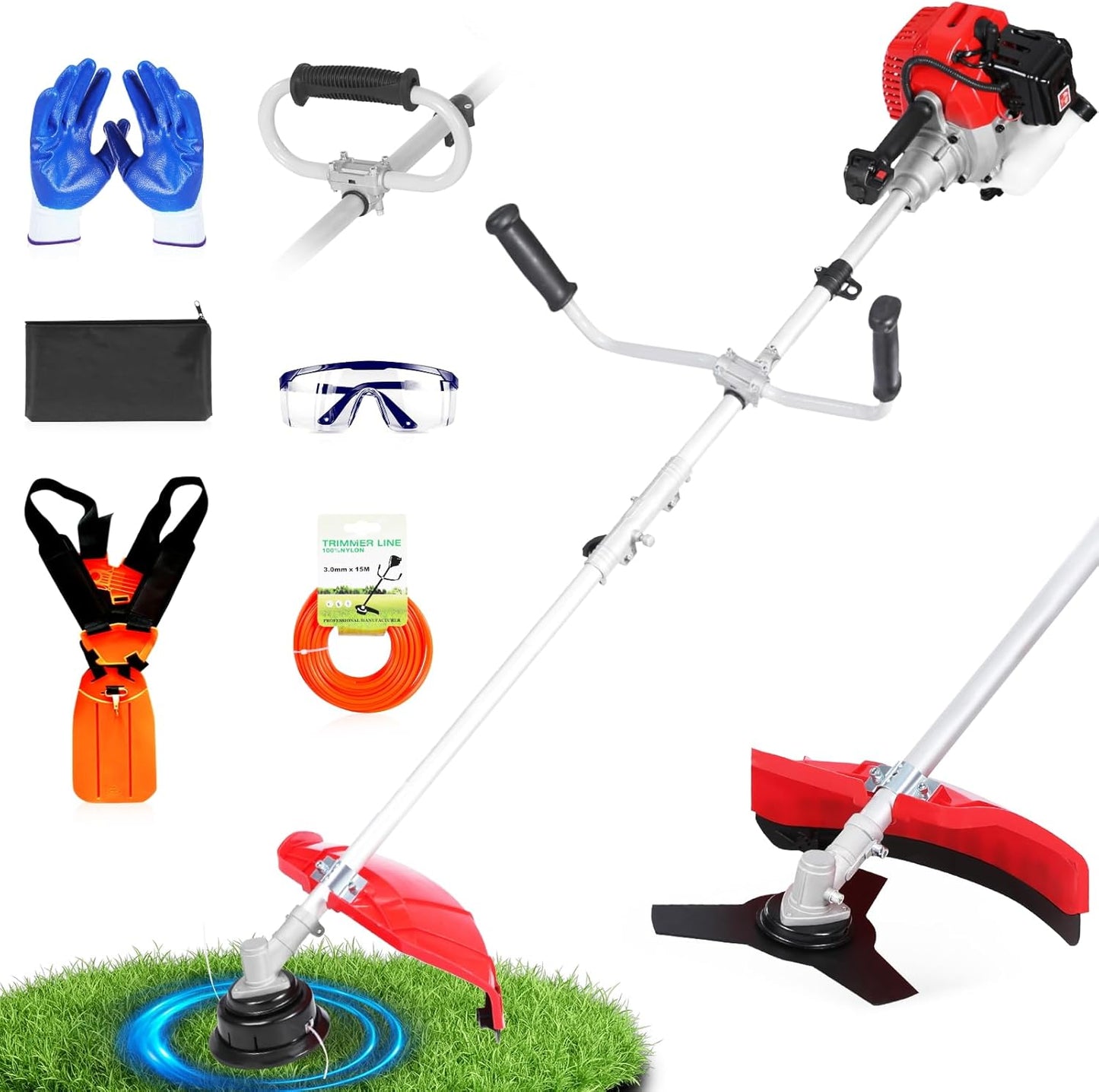 52cc Gas Powered Weed Eater and Brush Cutter for Tough Jobs