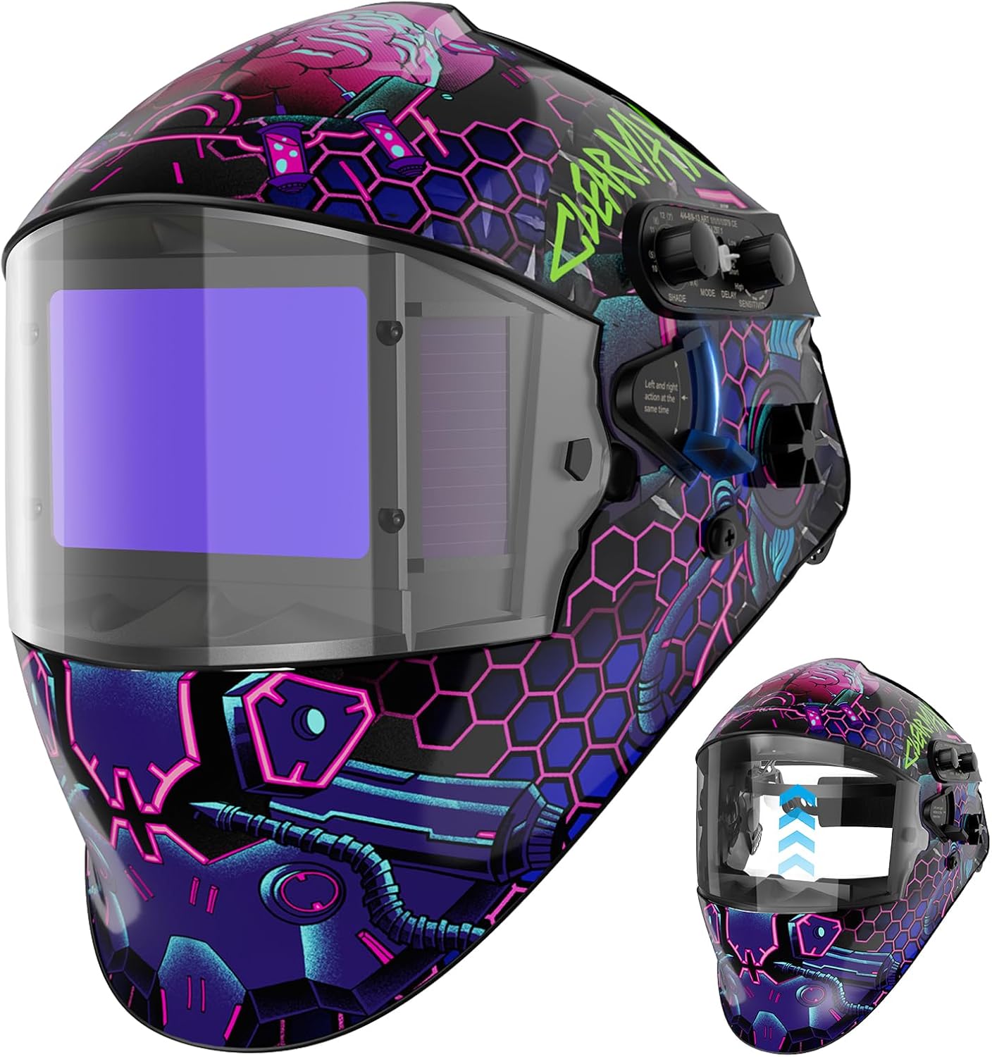 ARCCAPTAIN Cyberpunk Welding Helmet with True Color & Large Viewing