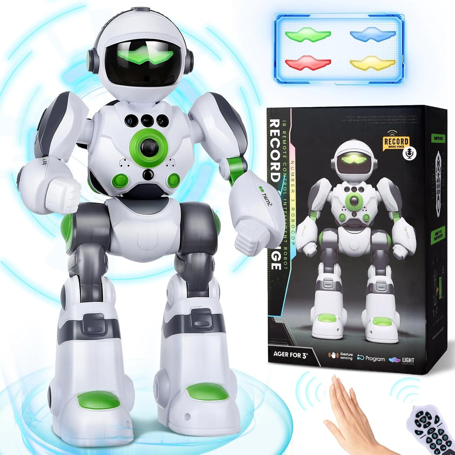 Interactive Programmable Robot Toy - Voice Recording, Music & Dance Control for Kids