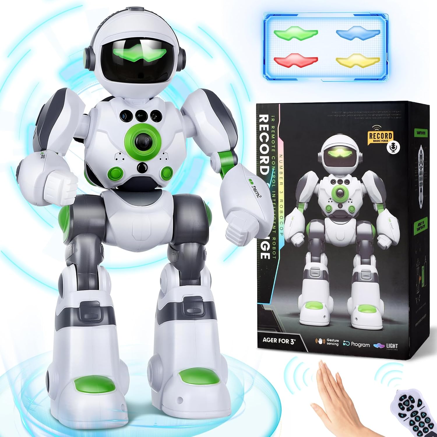Interactive Programmable Robot Toy - Voice Recording, Music & Dance Control for Kids
