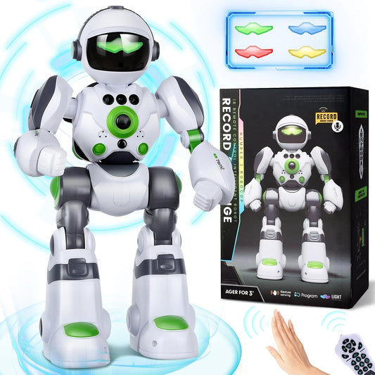 Interactive Programmable Robot Toy - Voice Recording, Music & Dance Control for Kids