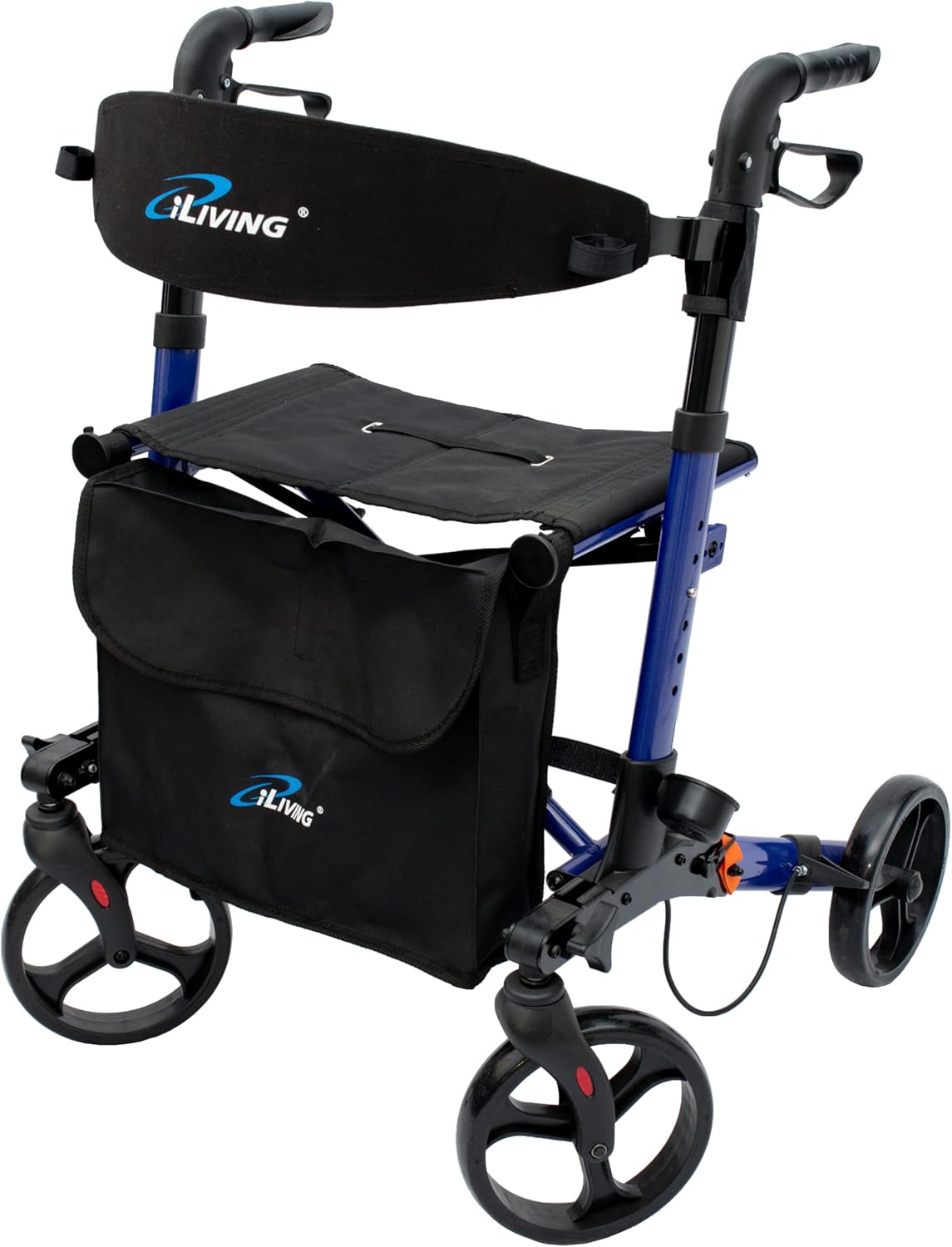 iLIVING Foldable Upright Mobility Rollator for Seniors, Blue