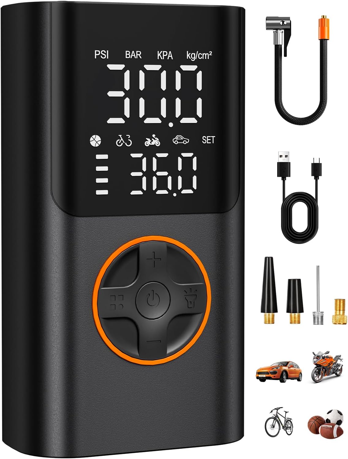 AIRSURE Tire Inflator Portable Air Compressor for Fast Inflation
