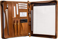 Leather Padfolio for Men and Women - Zippered Brown 13in Capacity