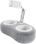 Lap Kindle Pillow Stand Adjustable Arm with Dual Snack Bowls