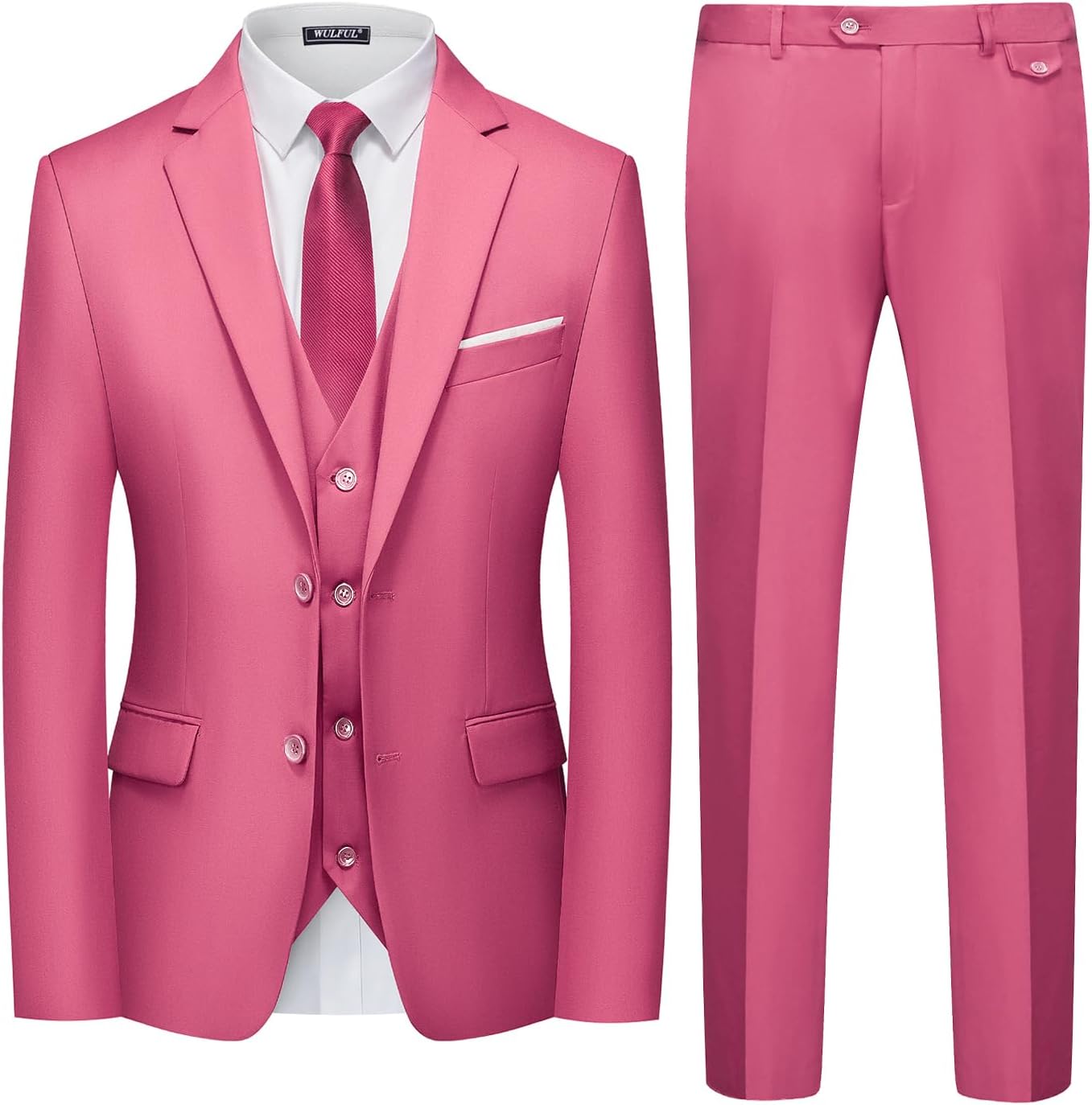 WULFUL Men's 3 Piece Slim Fit Suit Set for Weddings and Parties