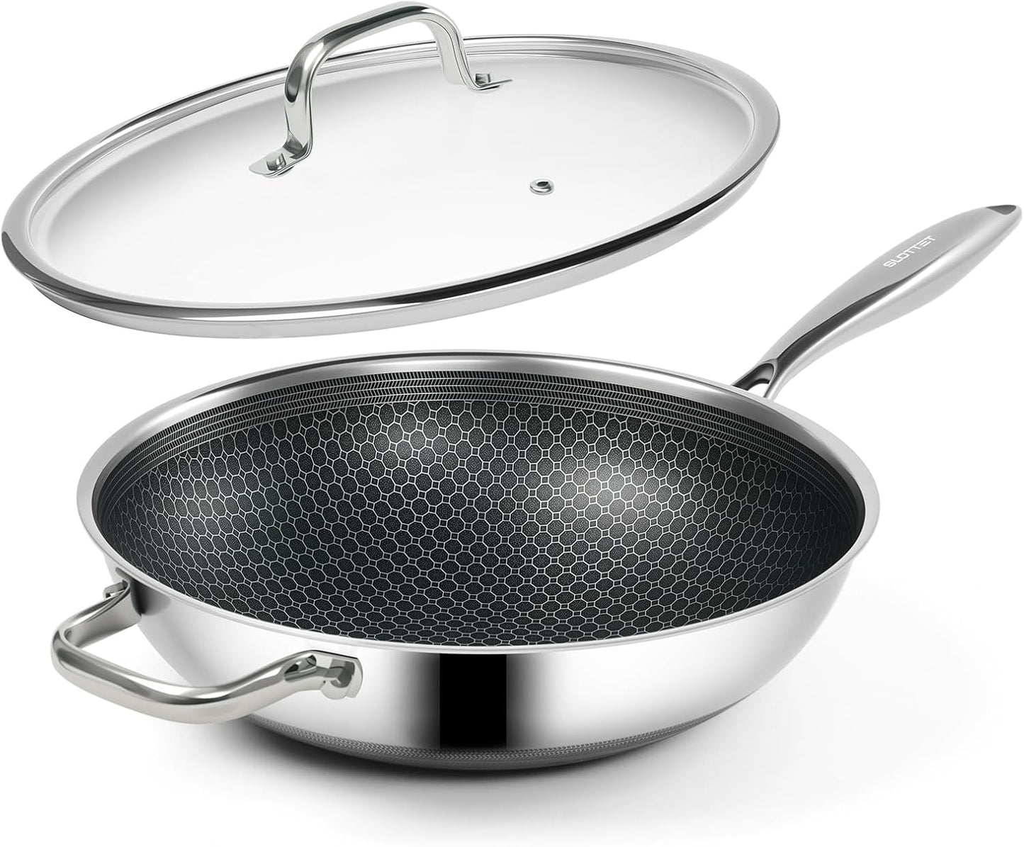 Hybrid 12-Inch Nonstick Wok with Lid for All Cooktops