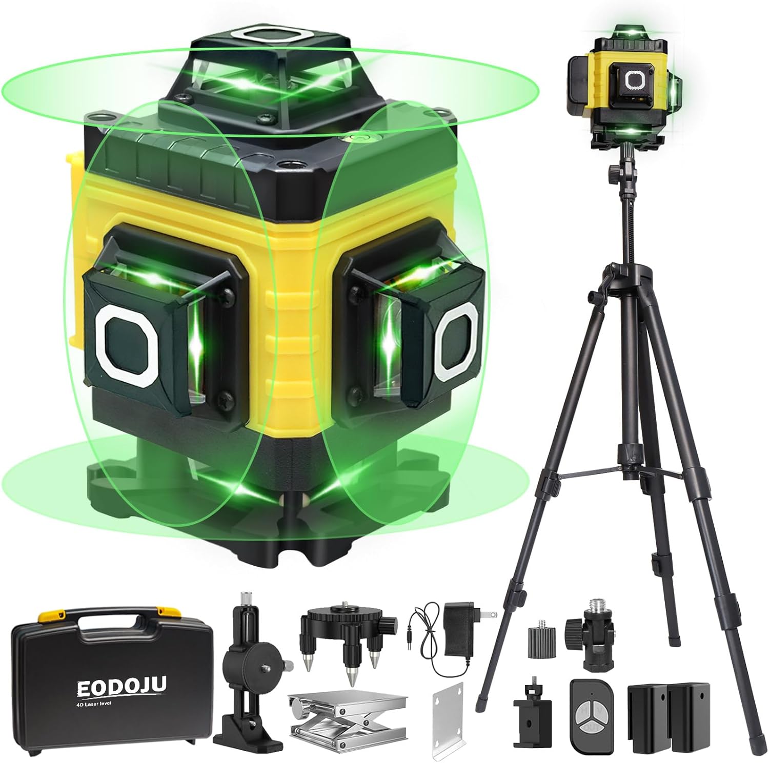 4D Green Laser Level with Tripod for Precision Construction Tasks