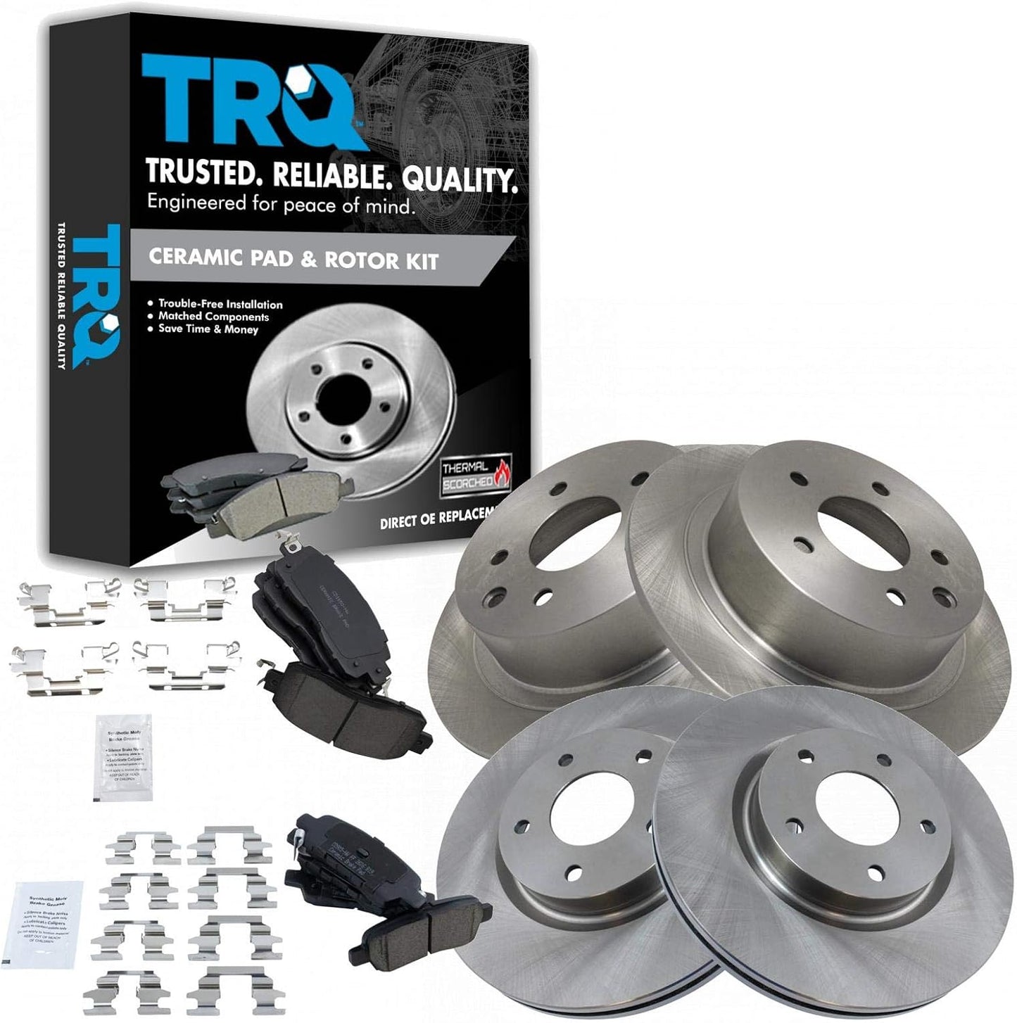 TRQ Front and Rear Brake Pad & Rotor Kit for Nissan Altima
