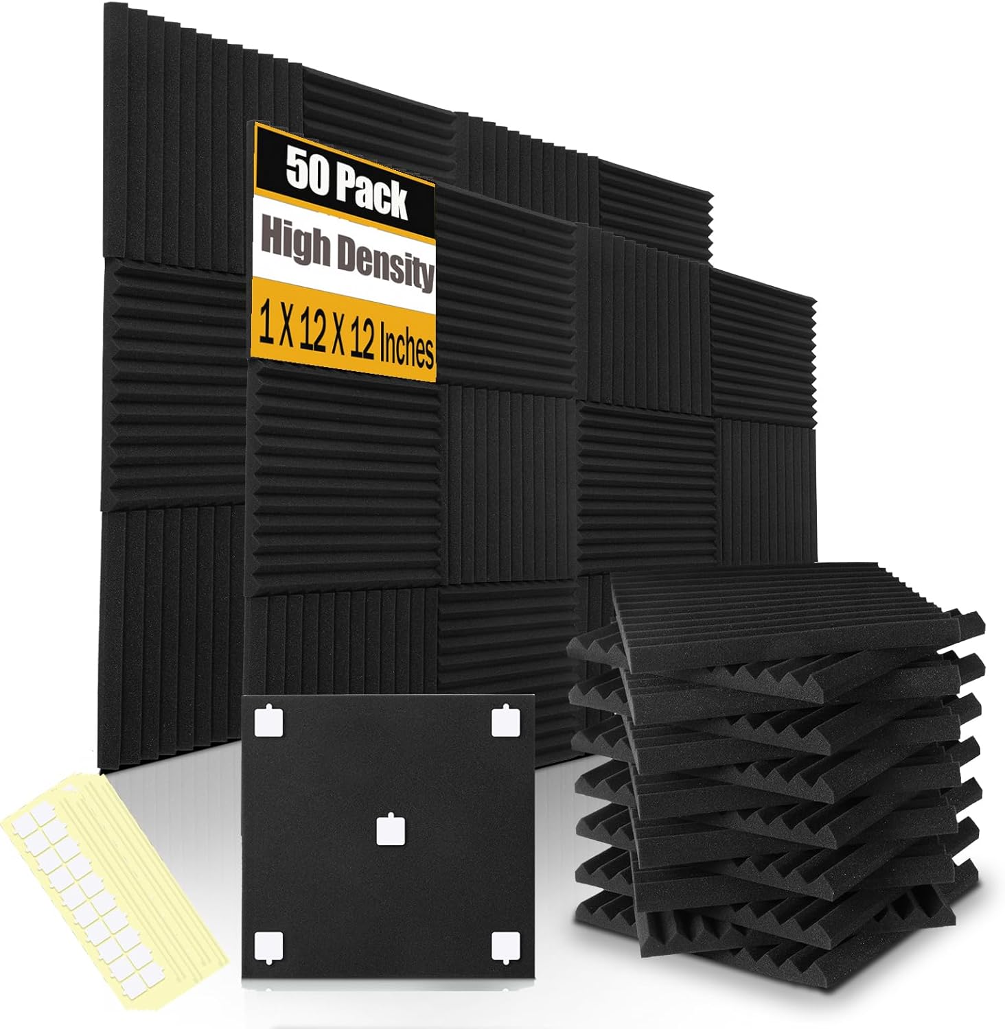50 Pack Acoustic Foam Panels for Soundproofing and Insulation