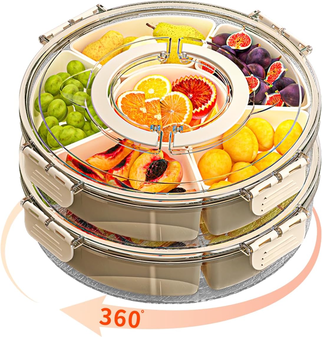 Small Divided Serving Tray with Lid for Snacks and Fruits