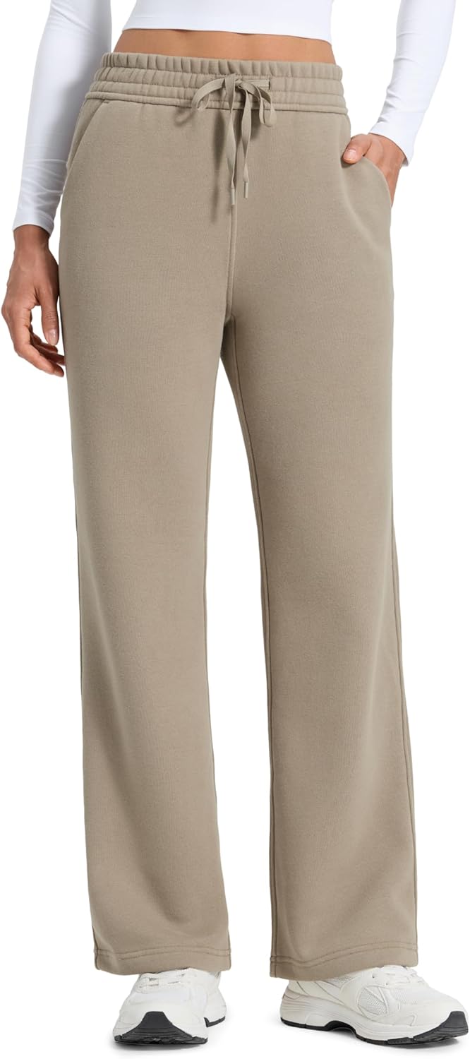 CRZ YOGA Cotton Fleece Lined Sweatpants for Women - Warm & Cozy