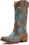 IUV Cowboy Boots for Women with Embroidered Snip Toe Design