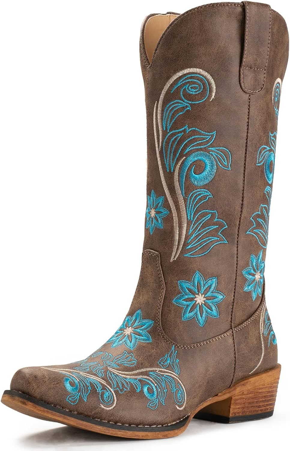 IUV Cowboy Boots for Women with Embroidered Snip Toe Design
