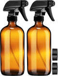 2-Pack Amber Glass Spray Bottles - 16oz - Ideal for Essential Oils - Durable Nozzle - Sally's Organics