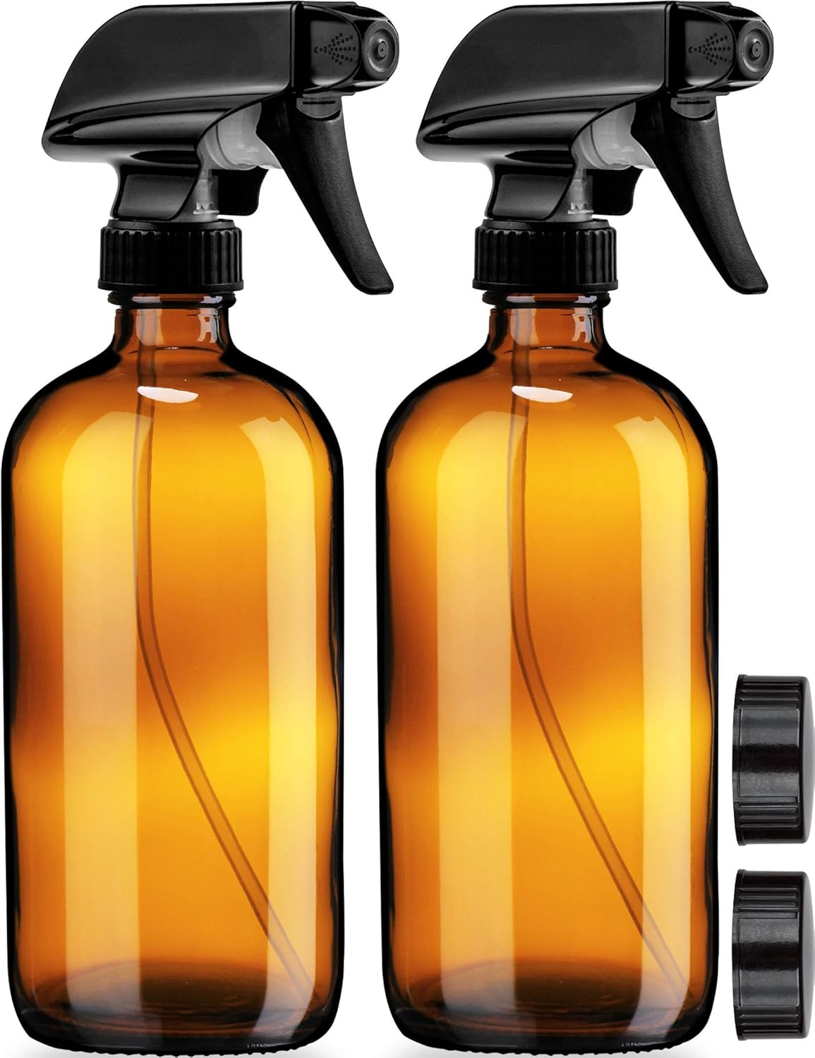 2-Pack Amber Glass Spray Bottles - 16oz - Ideal for Essential Oils - Durable Nozzle - Sally's Organics