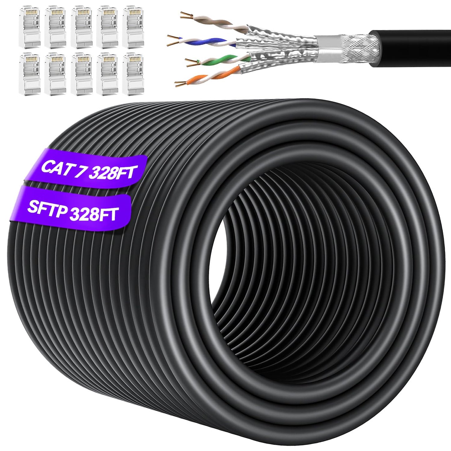 Cat 7 Ethernet Cable Bulk 100m High Speed for Gaming and More