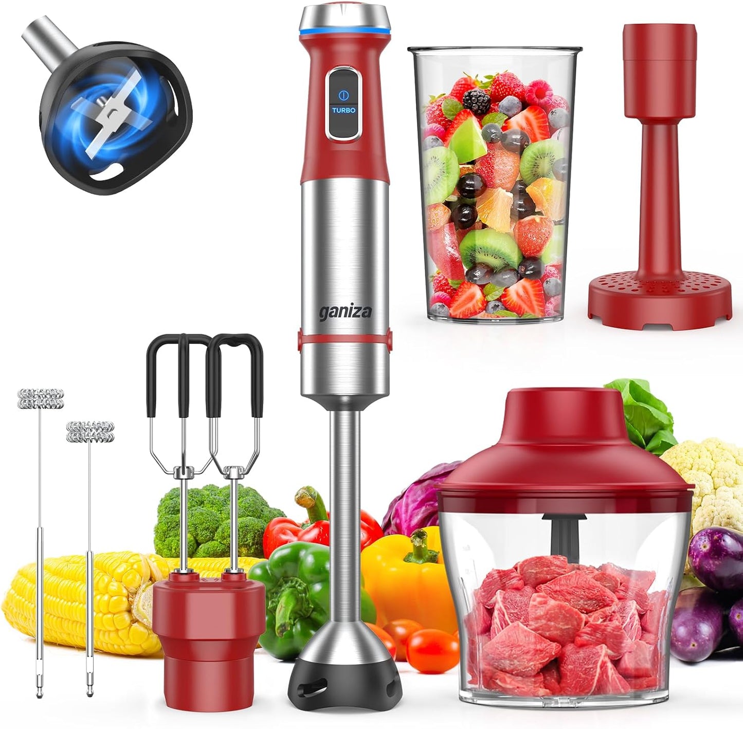 Ganiza Immersion Blender Handheld: 6 in 1 Kitchen Tool