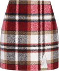 Plaid Mini Skirts Womens High Waisted Wool Pencil Skirt - Classic Fall