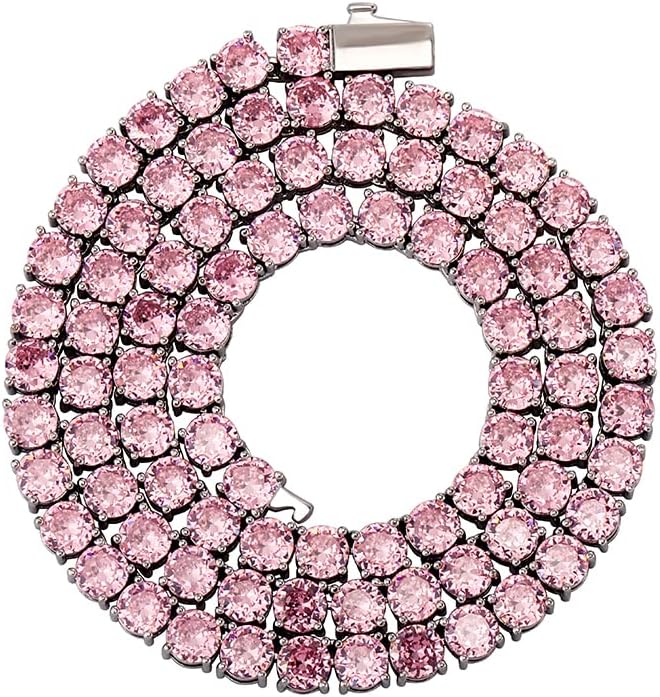 5MM Colorful Baguette Tennis Necklaces for Women and Men