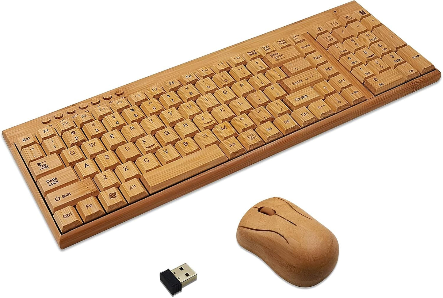 Handcrafted Bamboo Wireless Keyboard and Mouse Combo for PC