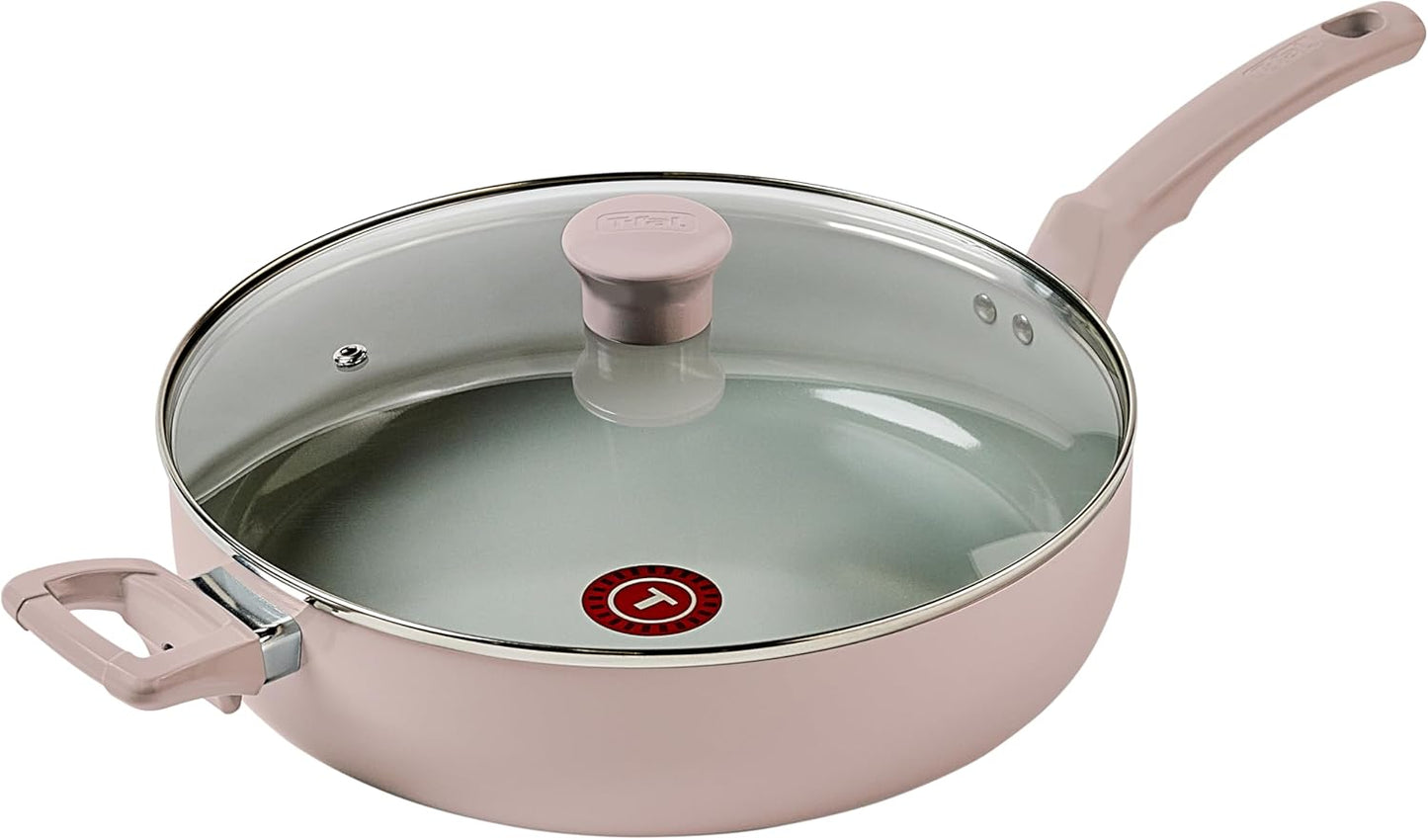 T-fal Refresh Ceramic Nonstick Saute Pan with Lid for Easy Cooking