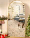 Suidia Full Length Mirror 76in x 34in - Arched Gold Floor Mirror