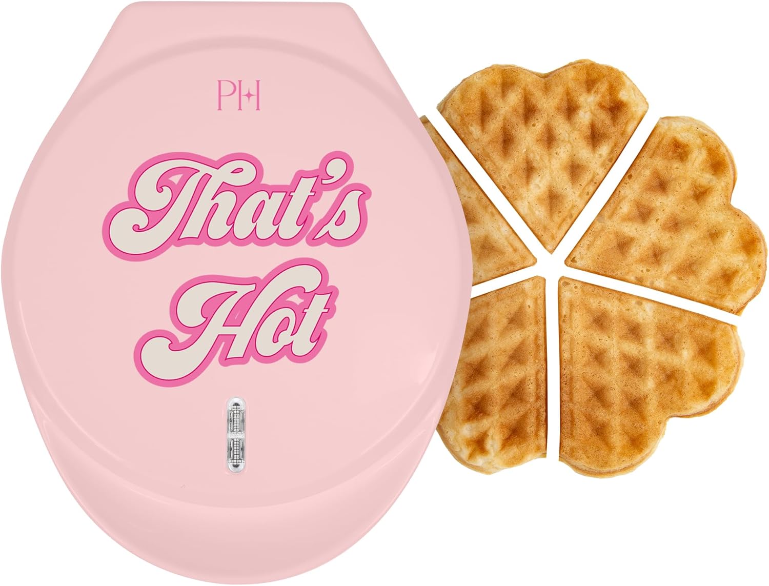 Paris Hilton Heart Waffle Maker - Nonstick Plates, Easy Clean, 5 Mini Heart Waffles, Pink