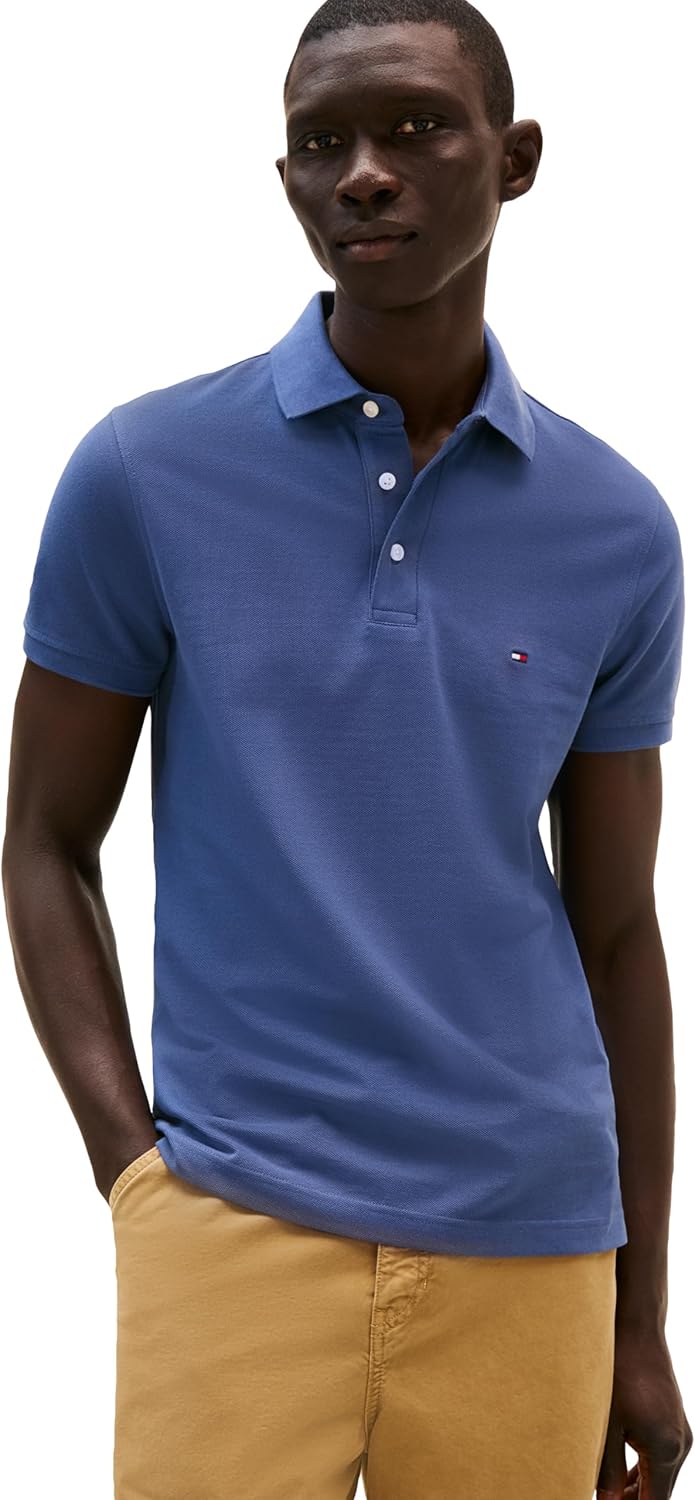 Tommy Hilfiger Men's Slim Fit Polo Shirts with Organic Cotton