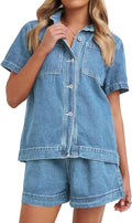 Kedera Summer Denim Set for Women - Casual 2-Piece Lounge