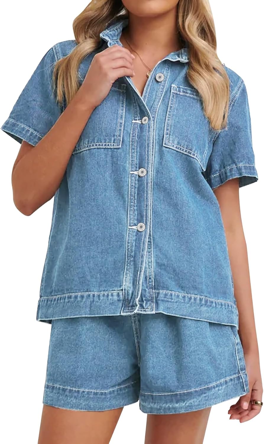 Kedera Summer Denim Set for Women: Casual 2 Piece Outfit