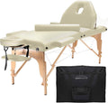 Saloniture Professional Portable Massage Table with Backrest - Cream