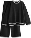 Tanming Women's Sweater Sets 2 Piece Knitted Pullover & Wide Leg Pants