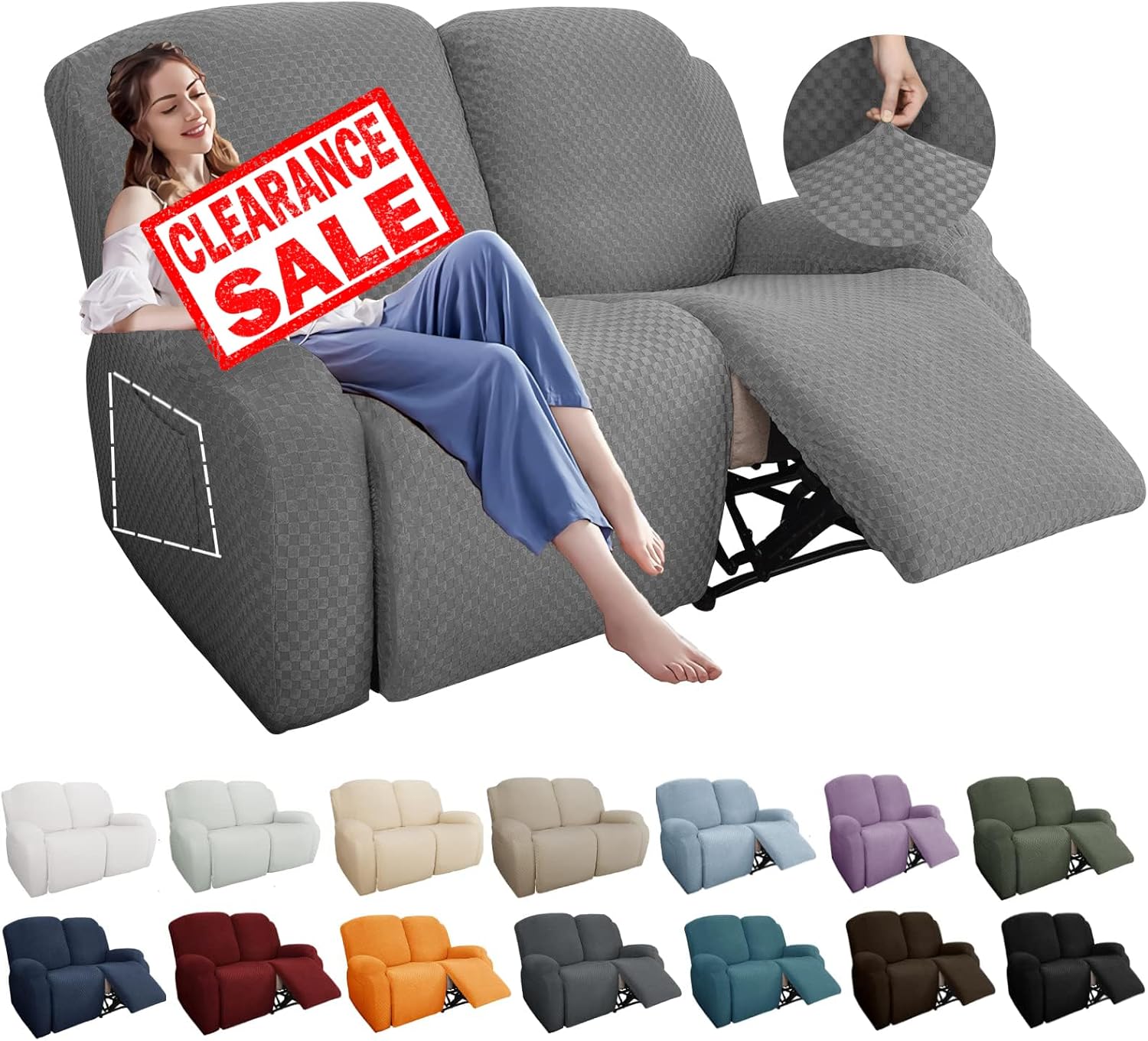 YEMYHOM 6 Pieces Stretch Loveseat Recliner Slipcover for Protection