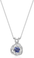 Created Blue Sapphire Knot Necklace with 0.1 CT Lab Grown Diamonds