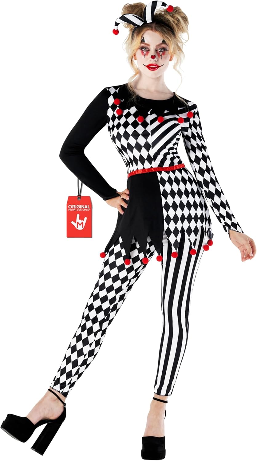 Morph Jester Costume for Women - Spooky Circus Outfit Fun