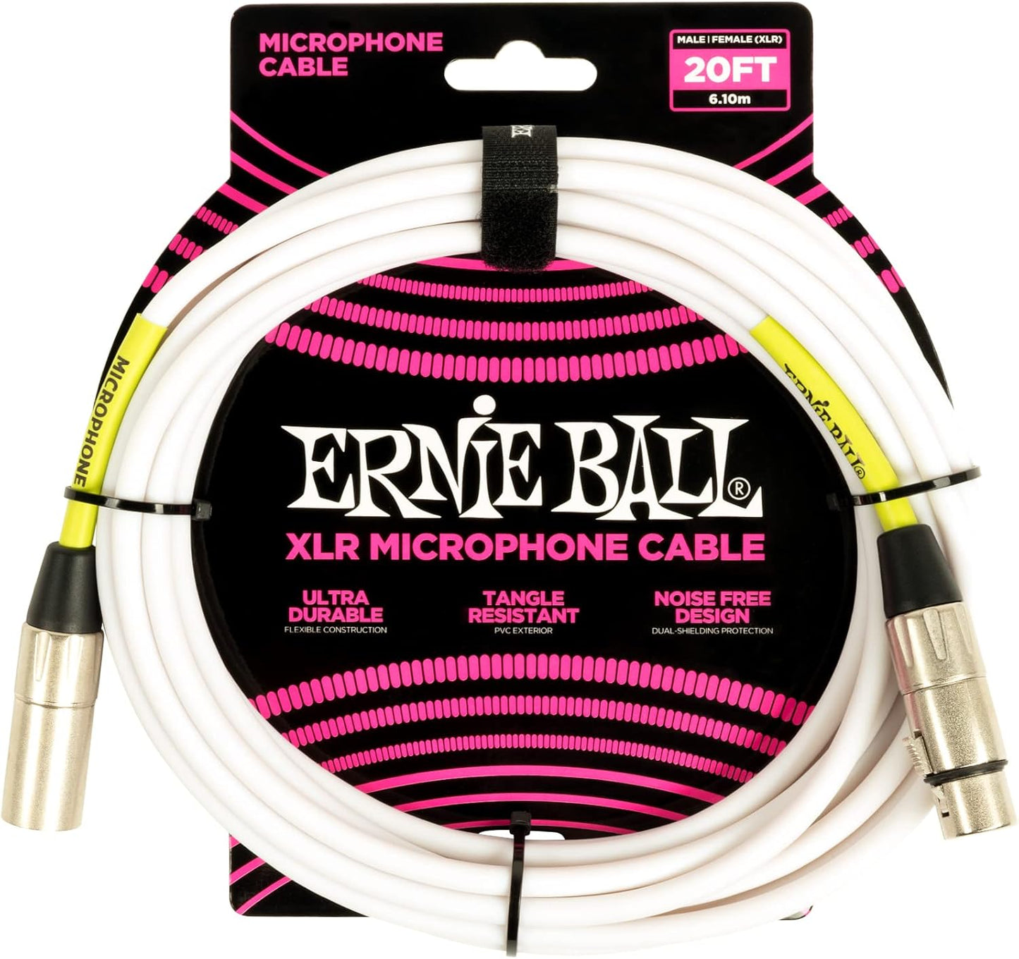 Ernie Ball 20ft XLR Microphone Cable for Clear Sound Quality
