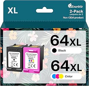 64XL Ink Cartridges Combo Pack for HP Envy Photo Printers