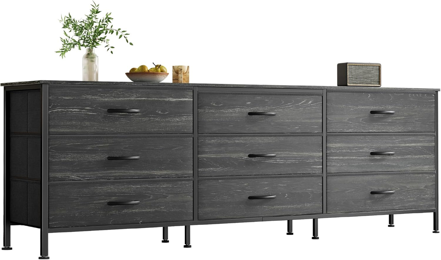 Huuger 63 Inch Dresser for Bedroom with 9 Drawers and TV Stand