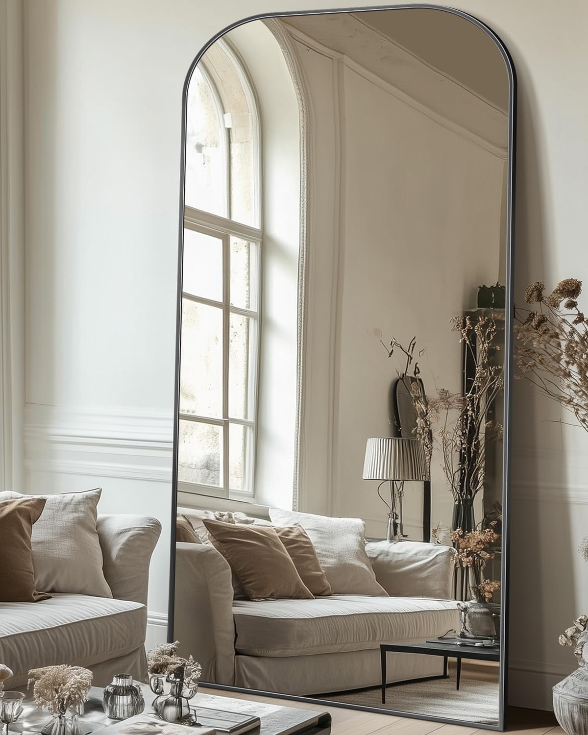 Antok Full Length Mirror 76x34 Freestanding Arched Design