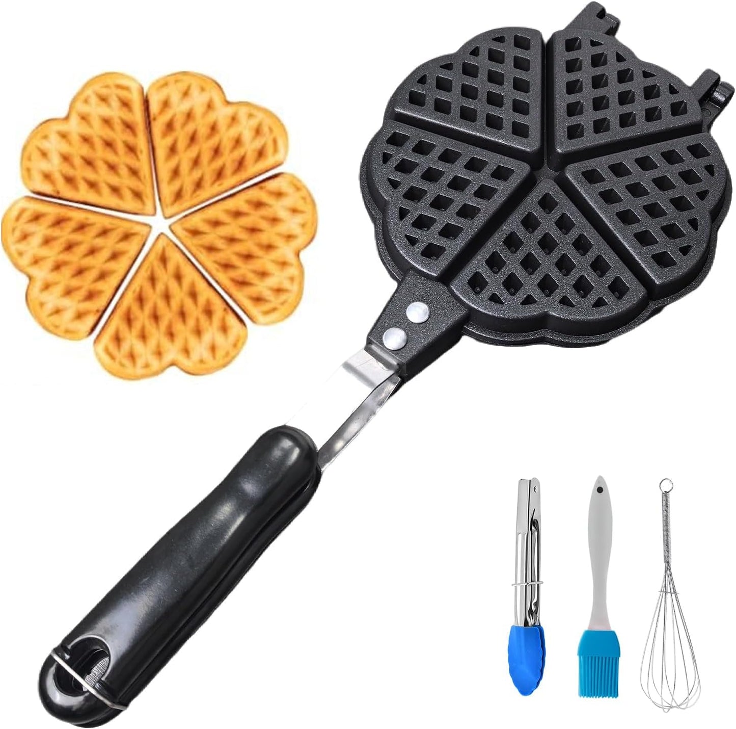 Sweetheart Mini Waffler - Heart Shaped, Cast-Aluminium Pan - 2.5 Cavities