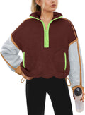 Yanekop Womens Quarter Zip Sherpa Fleece Pullover - Cozy (Style T8TR)