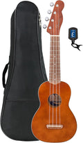 Fender Venice Soprano Ukulele Natural Bundle - Portable, Easy Play