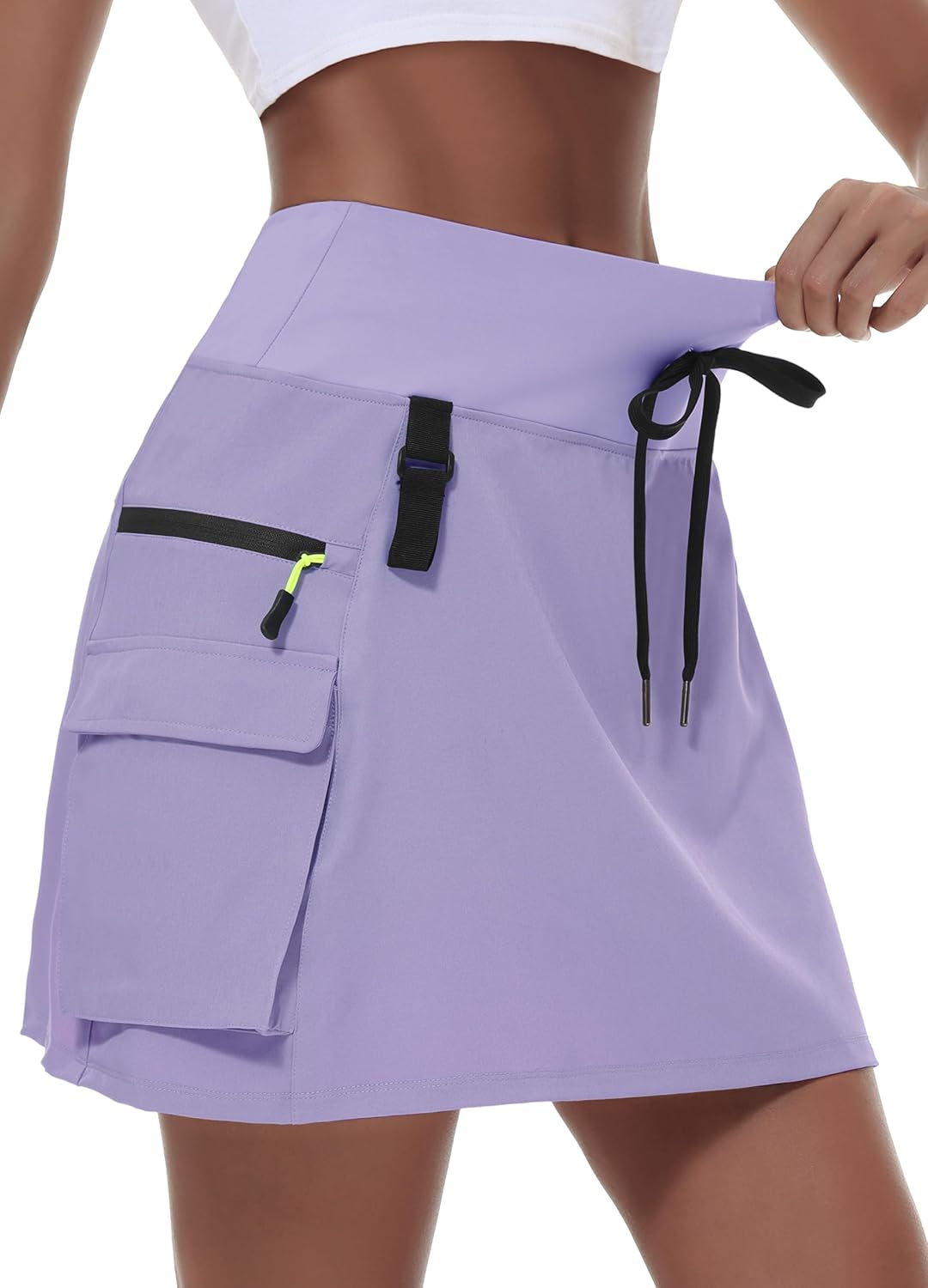 Women's Hiking Cargo Skort Skirt with Zipper Pockets for Comfort
