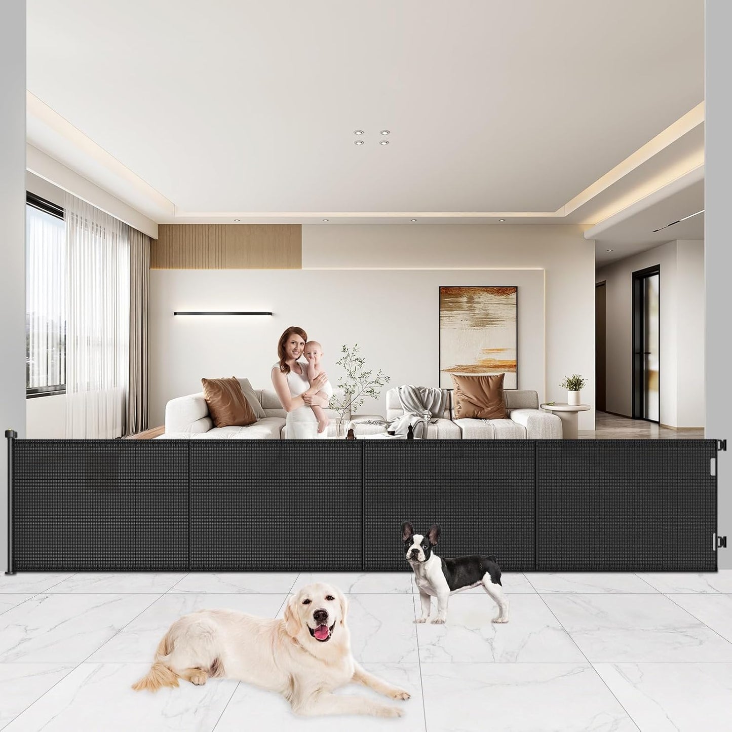 Pawtners Retractable Baby Gates Extra Wide for Indoor & Outdoor